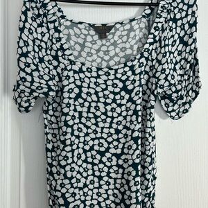 Mango Floral Patterned Women's Top - Black and White